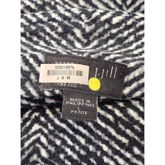 J Jill Wearever Full Leg Pants Women L Petite Black White Stretch Academic Comfy - Picture 4 of 4